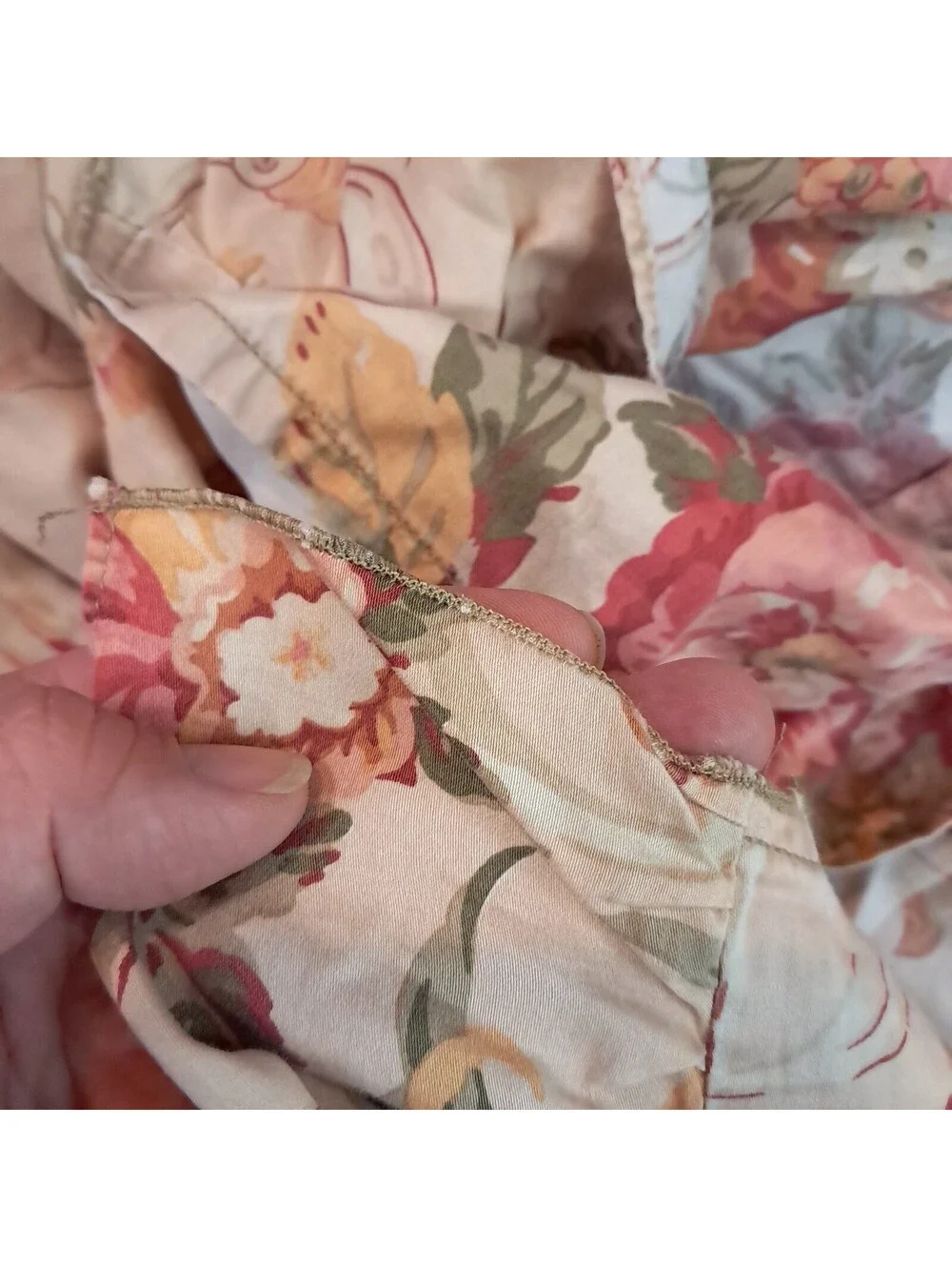 Ralph Lauren Home Guinevere Full Flat Sheet Ruffled Floral French Country Tan